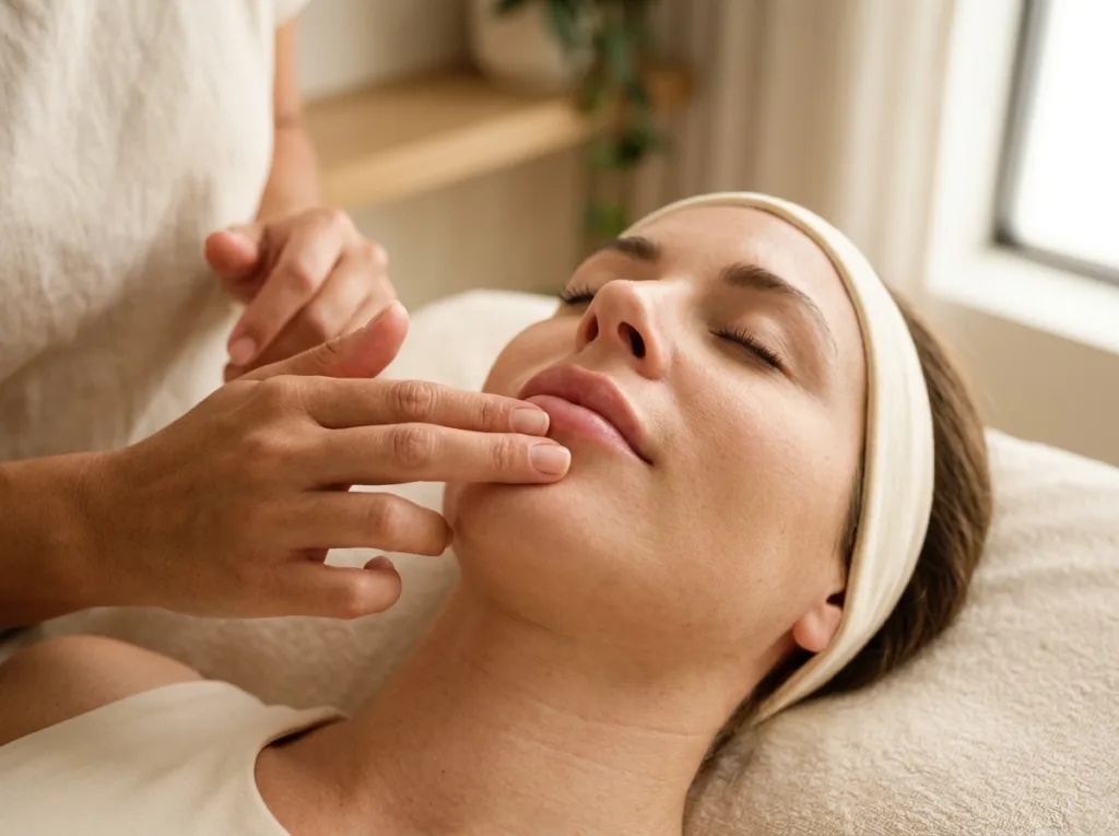 Masaje de labios postratamiento en clínica de San Sebastián