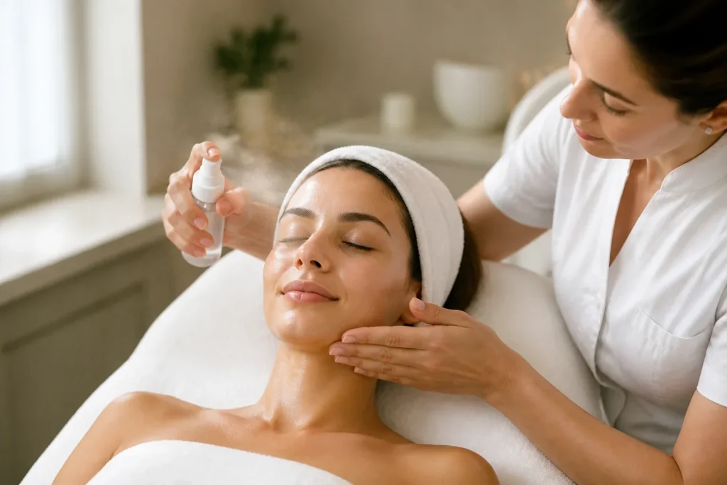 Valoración facial en consulta antes de una sesión de Refresh