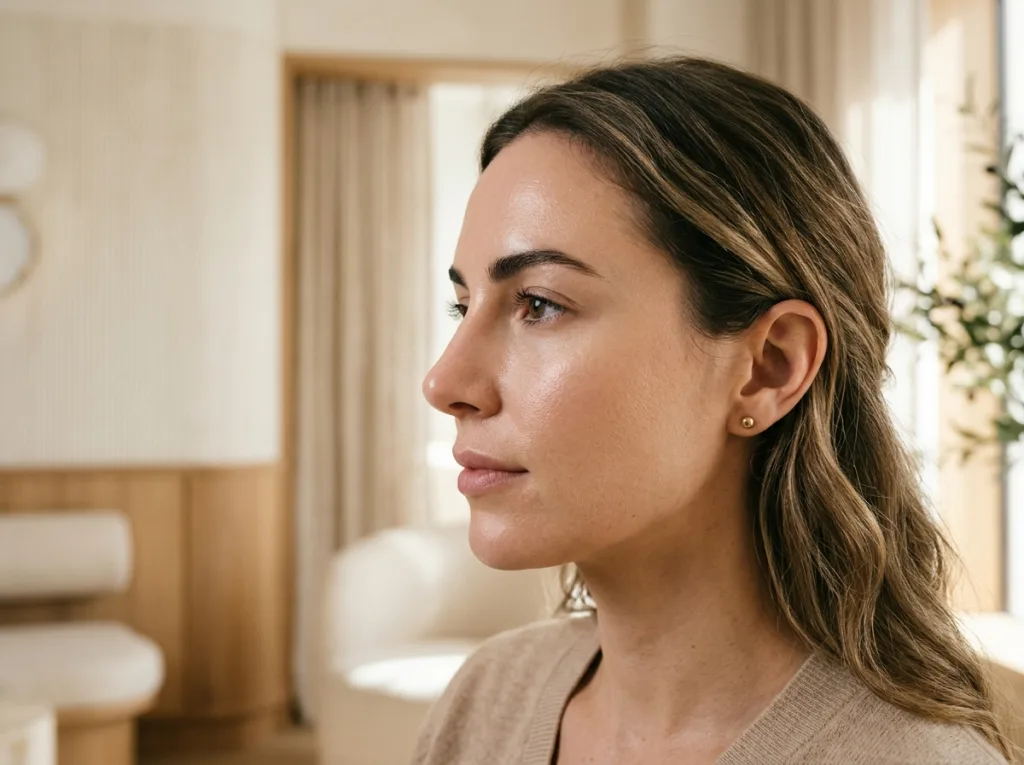 Nariz armónica y natural de perfil, rinomodelación sin cirugía en San Sebastián