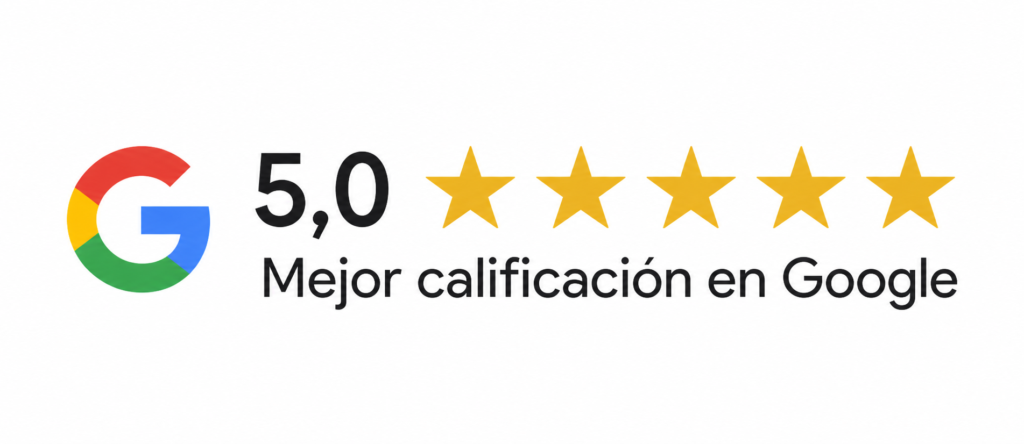 Valoración de 5 sobre 5 estrellas en Google